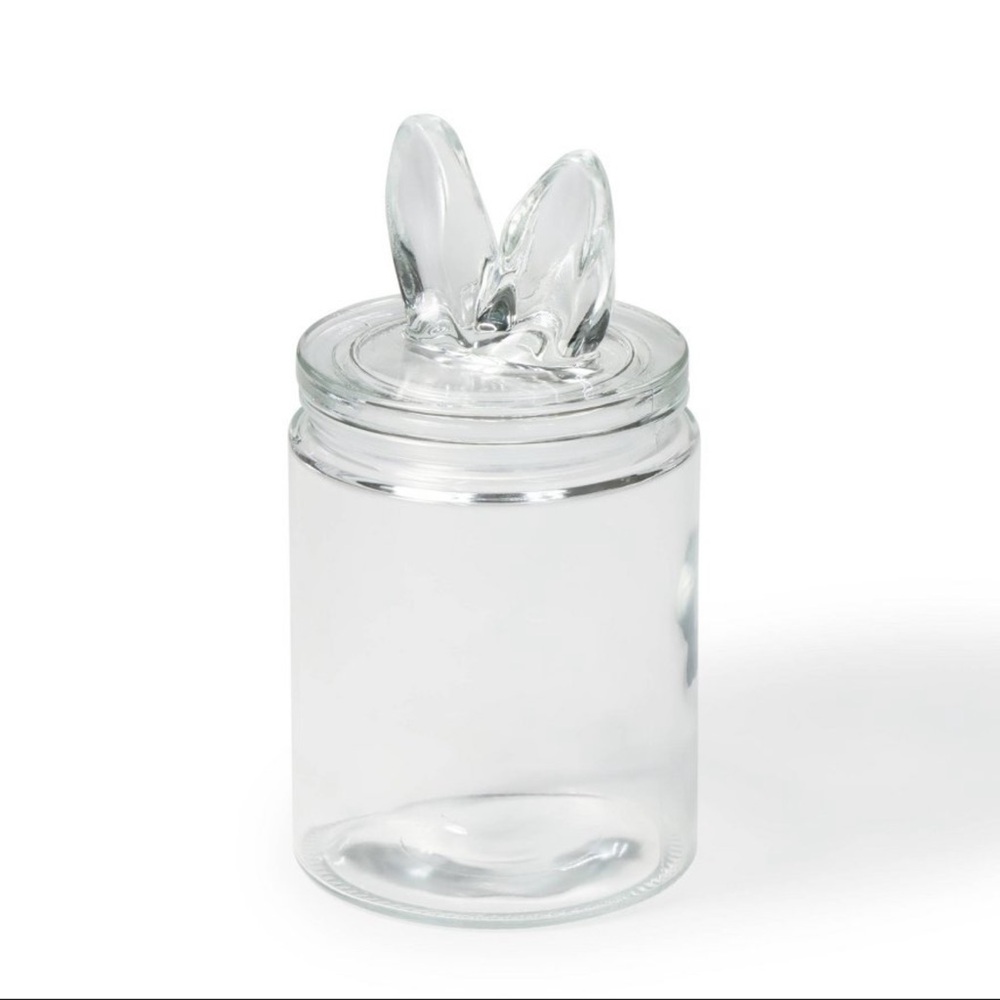 New Target Bullseye Playground Clear Glass Canister Jar with Bunny Ears